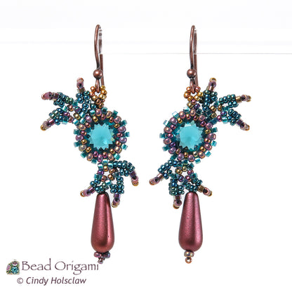 Feathered Glass Pendant and Earrings