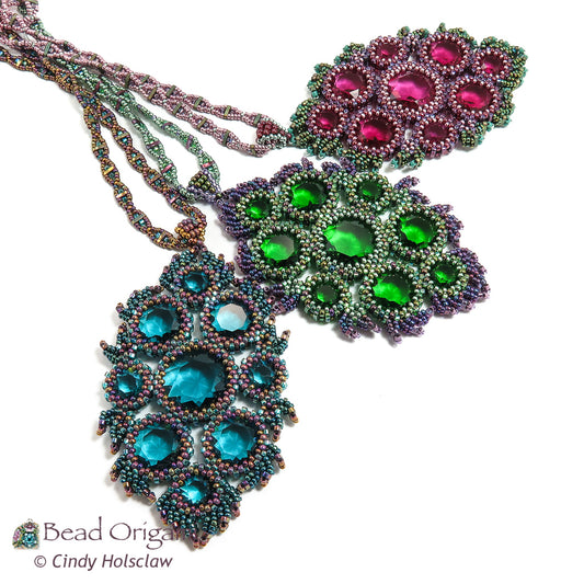 Feathered Glass Pendant and Earrings